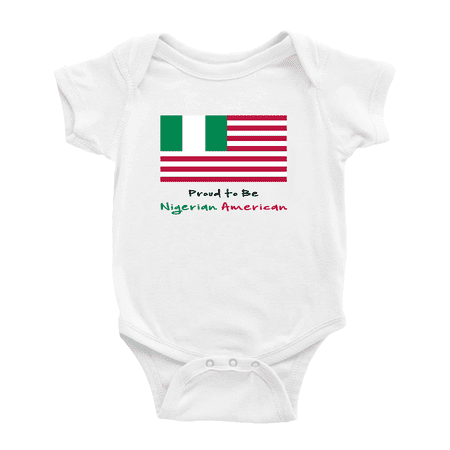

Proud to Be Nigerian American Flag Cute Baby Romper Bodysuit For Boy Girl (White 6-12 Months)