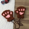 thumbnail image 2 of qolati Winter Plush Faux Fur Gloves for Women Cute Puffy Half Finger Bears Gloves Soft Warm Fuzzy Fleece Fingerless Mittens, 2 of 2