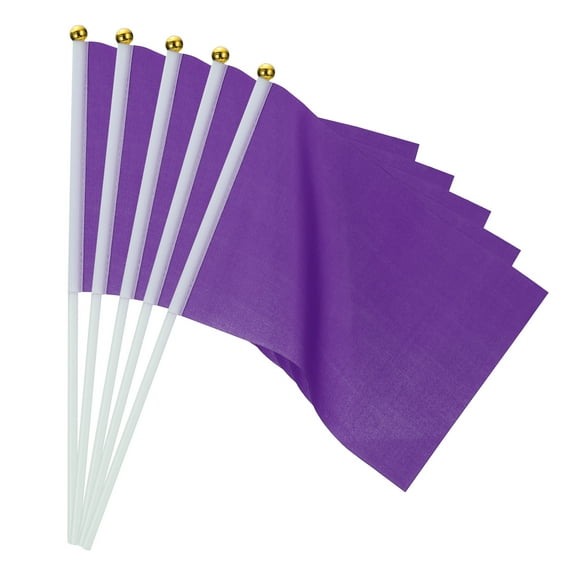 Uxcell 25 Pcs Purple Flags Game Solid Purple Flags Small Mini Flags on Stick
