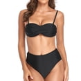 thumbnail image 1 of Traje de baño de mujer de 2 piezas de bikini cómodo de cintura alta de color sólido estilo playa OAVQHLG3B Store lin121212, 1 of 4