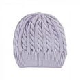 thumbnail image 4 of Hudson Baby Infant Girl Knit Cuffed Beanie 3pk, Lilac Cream, Adult, 4 of 5