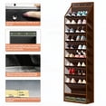 thumbnail image 3 of OGGDUJW 10-Tier Over the Door Shoe Organizer, Hanging Shoe Rack for Closet with Deep Pockets, Holds 20+ Pairs of Sneakers, Boots & Heels, Dark Brown, 3 of 8