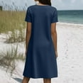 thumbnail image 3 of Strapless Dress, T Shirt Flared Short Sleeve Casual Solid Color V Neck Beach Boho Dresses For Women 2025 Business Dress Gowns And Evening Dresses Wedding Off Dresses Work (M, Dark Blue) ZMTing, 3 of 5