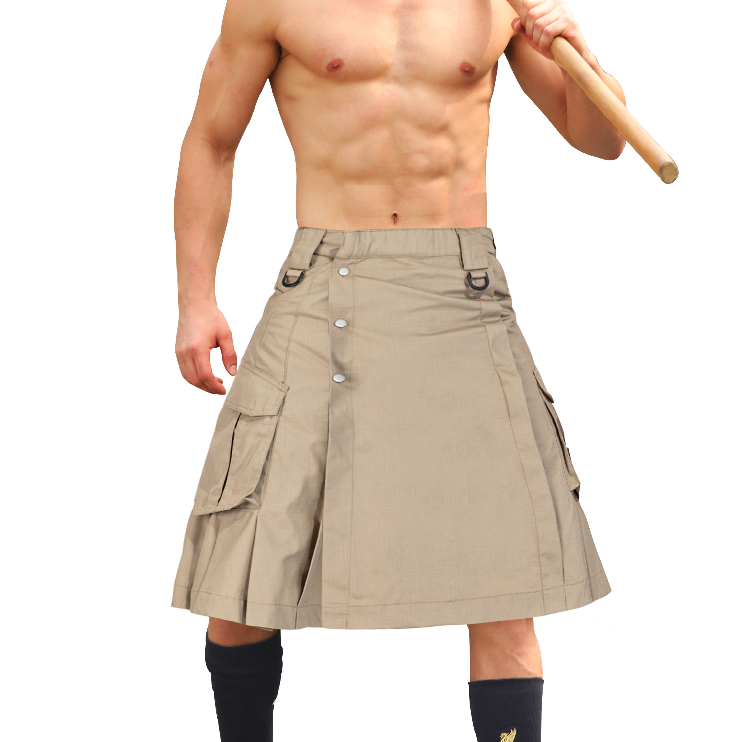 Men's Kilt Camo Scottish Utility Kilt, 25" Pleated Tactical Kilt, Irish
