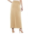thumbnail image 4 of Moa Collection Women's Maxi Length High Waist Foldable Waistband Solid Skirt, 4 of 6