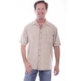 thumbnail image 1 of Scully 4800 STO L The Traveler Mens Short-Sleeved Shirt, Stone - Large, 1 of 1