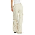 thumbnail image 3 of Seyurigaoka Women Cargo Pants 2000s Grunge Aesthetic Solid Color Casual Elastic Drawstring Wide Leg Joggers Trousers with Pockets, 3 of 5