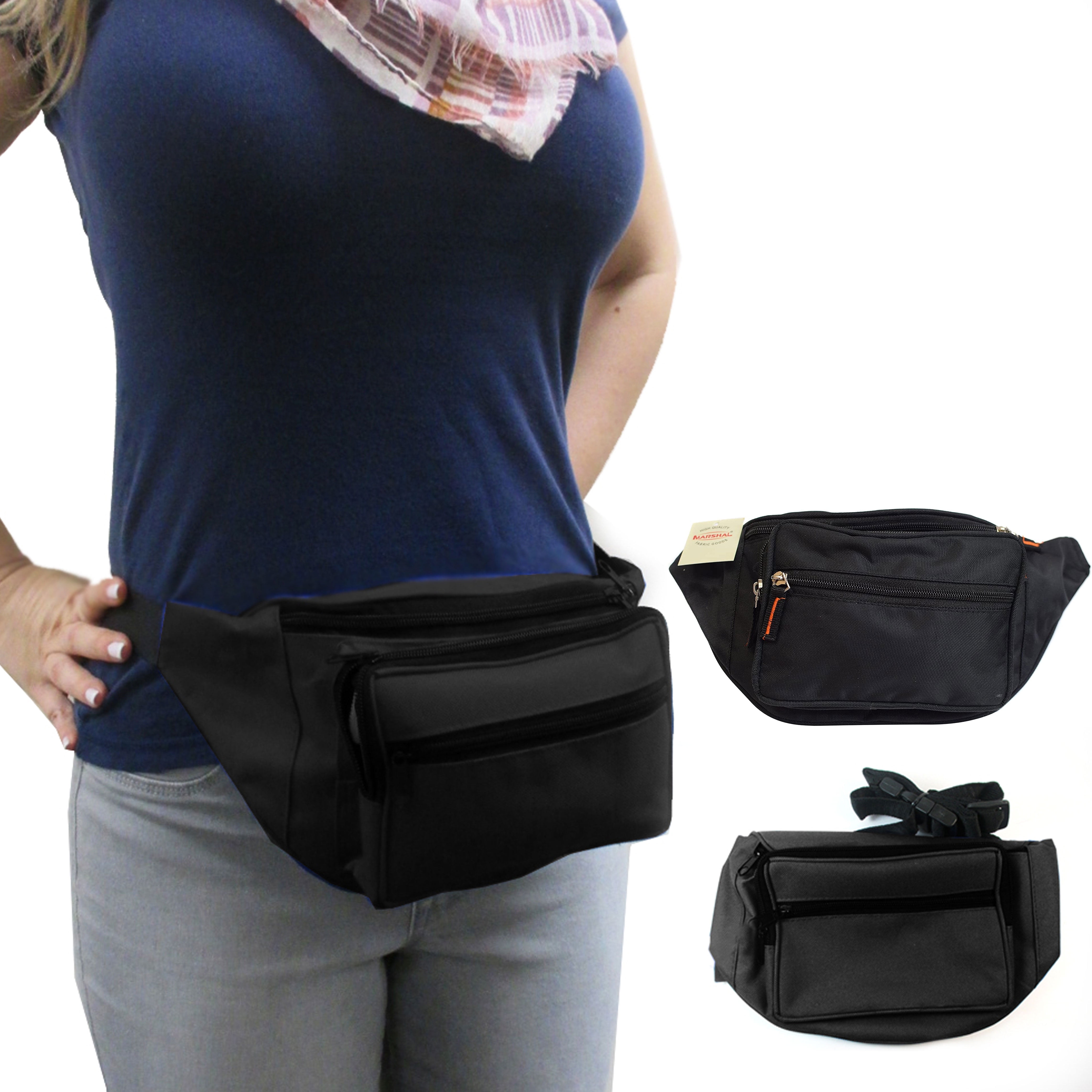 Waist Fanny Pack Adjustable Belt Bag Pouch Hip Purse Nylon Black Walmart.com