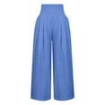 thumbnail image 5 of ZZwxWA Womens Summer 2 Piece Outfits Sleeveless Crop Top Tank and Wide Leg Pants Linen Pants Beach Vacation Sets, 5 of 6
