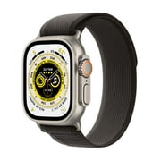 Apple Watch Ultra [GPS + Cellulaire 49 mm] Montre intelligente avec boîtier en titane robuste et boucle S/M noir/gris.