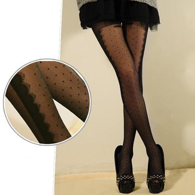 Sexy Tights Women's Stockings Classic Small Polka Dot Silk Stockings  Elastic Hosiery Silk Stockings Black Double Eyelashes 
