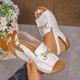thumbnail image 5 of Bkhluea Women Chain Buckle Wedge Ankle Strap Sandals Slip On Comfortable Footwear For Casual Outdoor Party Daily Activities, 5 of 7