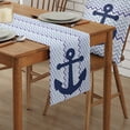 thumbnail image 2 of Table Runner Dresser Scarves 70 Inch Long, Nautical Navy Blue Anchor Linen Dining Table Runners Ripple Wave Chevron Stripe Tabletop Scarf for Wedding Holiday Party Kitchen, 2 of 7