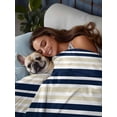 thumbnail image 3 of Navy Blue Khaki Striped King Size Flat Sheet, Wrinkleproof & Fadeproof Cooling Flat Bed Sheet Only, Gradient Horizontal Lines Breathable Soft Bedding Top Sheets 105 x 98 Inches, 3 of 8