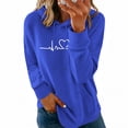 thumbnail image 2 of CQONEPT Womens Fleece Lined Hooded Swetashirts Print Long Sleeve Pullovers Tops Casual Fall Winter Clothes with Pockets Blue XS, 2 of 7