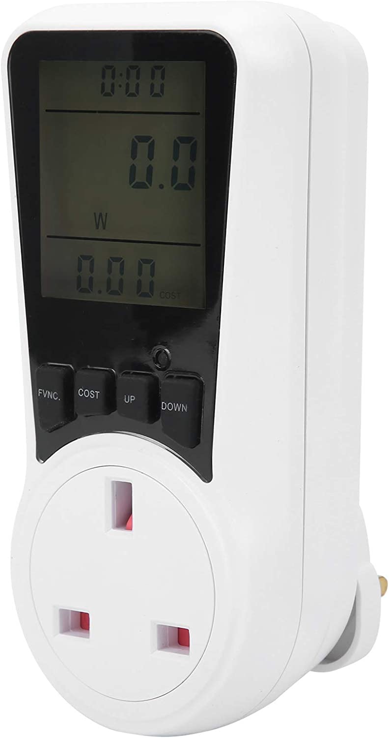 Plug in Power Meter Electricity Usage Monitor LCD Display Power Energy Voltage Amps Monitor UK
