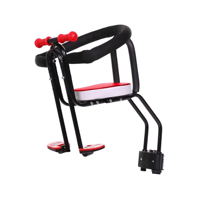 Silla de bicicleta para montada en la parte delantera con pedales con pasamanos Silla de bicicleta para bebés roja Rojo shamjiam Asiento de montaje delantero de bicicleta