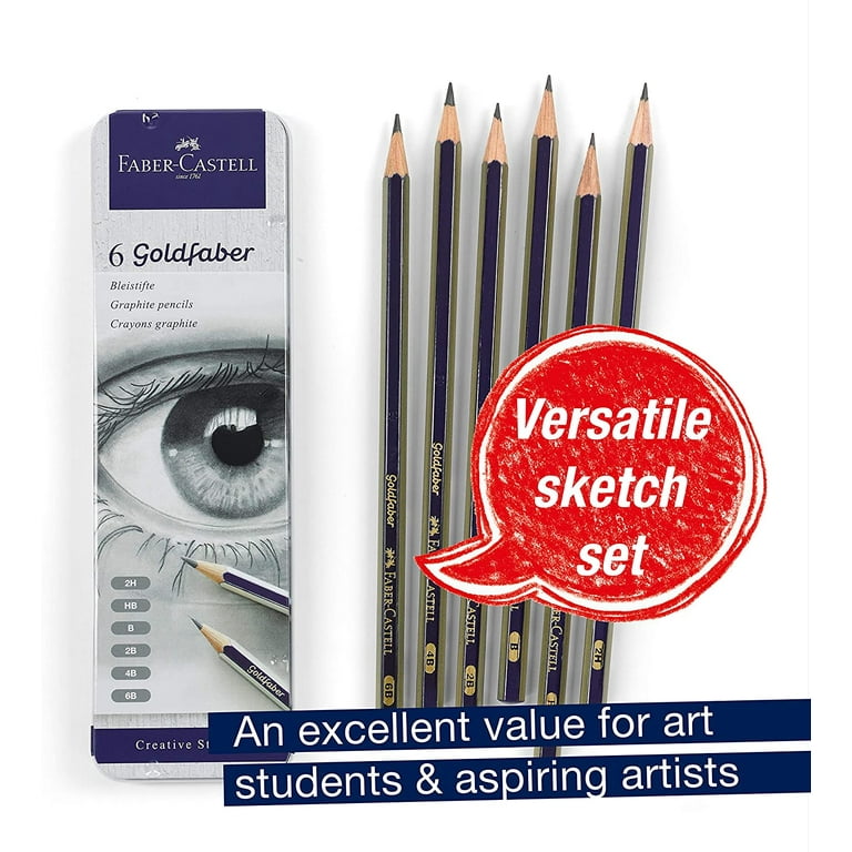 Faber-Castell Creative Studio Graphite Sketch Pencil Set - 6 Graphite  Pencils (2H, HB, B, 2B, 4B, 6B) 
