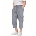 thumbnail image 2 of Kovlvoll Toddler Girl Boys Clothes Capris Drawstring High Waisted Loose Casual Outdoor Hiking Jogging Pants with Pockets, 2 of 6
