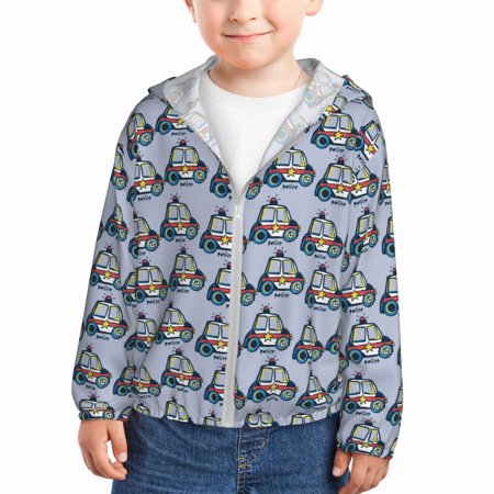 

Vsdgher Police Car Kids Sun Protection Hoodie with Zip Rash Guard Tops Children s Long Sleeve Sun Protection Clothing - 18 Months
