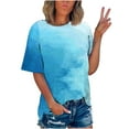 thumbnail image 1 of Pejock Women's Classic-Fit Short-Sleeve Crewneck T-Shirt Plus Size Casual Gradient Print Fashion Tops Summer Basic Tees Oversized Tshirts Blouse S-5XL, 1 of 5