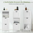 thumbnail image 6 of Moccha Small Bathroom Floor Cabinet, Freestanding Storage Cabinet with 2 Removable Drawers, Anti-Tipping Device, Modern Storage Organizer Rack Stand, Narrow Bathroom Cabinet for Small Spaces, White, 6 of 9