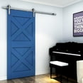 thumbnail image 2 of Barn Strap Style Sliding Door Hardware Track Set, Fits Doors up to 36 Inches, Satin Stainless Steel by Stone Harbor Hardware, 2 of 2
