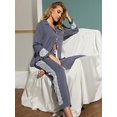 thumbnail image 5 of ebukurty Gray Pajama Sets for Women 2 Piece Button-up Long Sleeve Pajama Lace Sleepwear, Sizes S-L, 5 of 7