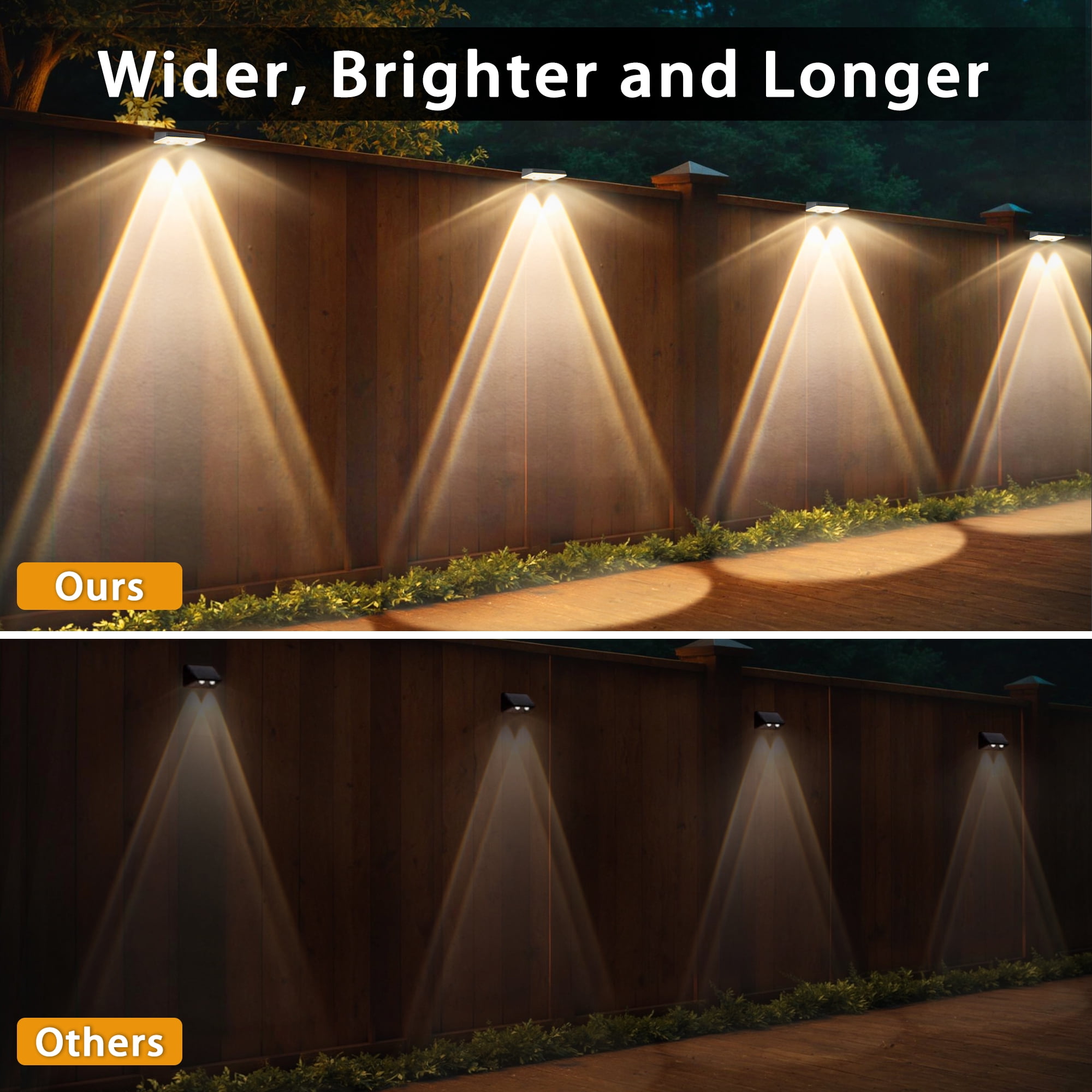 Hoyiours Solar Fence Lights Outdoor Waterproof, RGB & Warm White Solar Wall Lights for Garden, Patio, Deck and Yard（8 Pack）