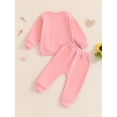 thumbnail image 6 of Baby Toddler Girl 2Pcs Birthday Outfits 6 12 18 24 Months 2T 3T 4T 5T Long Sleeve Letter Embroidery Pullover Tops + Pants Set Fall Clothes, 6 of 9