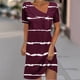 thumbnail image 2 of Mini Vestido de Verano de Manga Corta Cuello Redondo Longitud de la Ternera Media, Fluido Impreso Vestido de Verano Corto Casual, 2 of 5