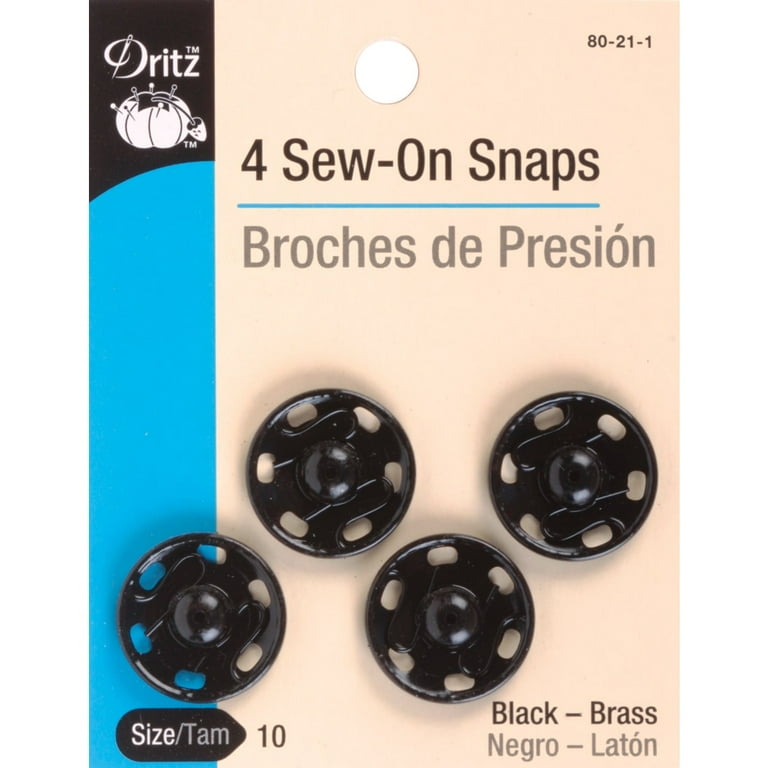 Dritz, 7/8, Black, 48 Sets Sew-On Snaps, Size 10, 48ct, Count