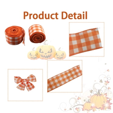 Hying 4 PCS Fall Ribbons For Gift Wrapping, Thanksgiving Pumpkin Grosgrain Ribbons Flowers Wave Gift Ribbon Orange Satin Craft Ribbons For Fall Thanksgiving Day Decorations, 0.39\"/0.79\"×20 Yards