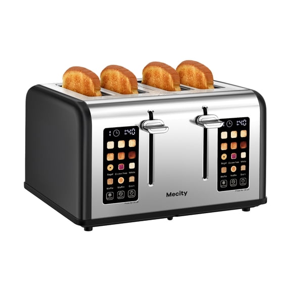 Toaster Mecity - Control de pantalla táctil de 4 cortes (1650 W), color negro mate