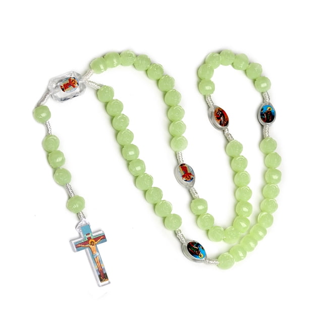 Collar de rosario cruzado gótico victoriano con dije de cadena, collar luminoso con cuentas de 10mm hecho a mano con flor rosa