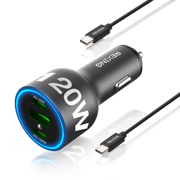 Rexing 120W 3 Port USB C Car Charger with Cables Included