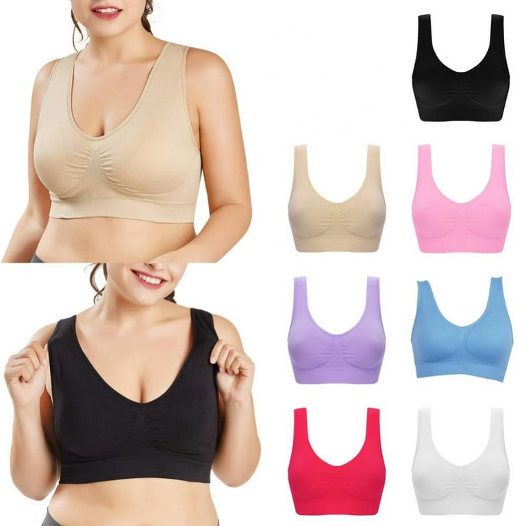 3 Pack Seamless Sports Bra Wirefree Yoga Bra with Removable Pads for Women