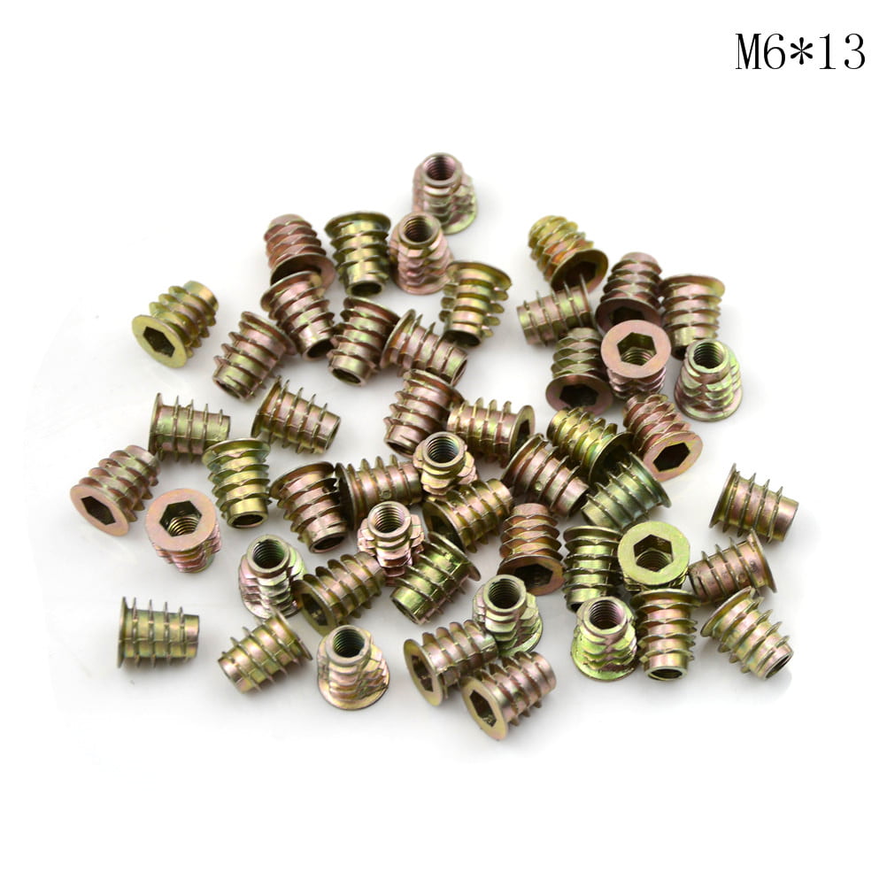 50 Pieces M4 M5 M6 Zinc-Hexagonal Drive Head Screw For Wood Thread Insert Nut OX 