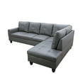 thumbnail image 4 of Hommoo L Shaped 4-Seat Couch, Faux Leather Sectional Couches and Sofas, Modern Living Room Furniture Sets Sectional Sofa Set, Dark Grey(No Ottoman), 4 of 8
