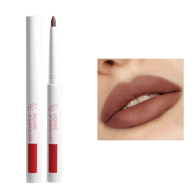 Color Rendering Is Not Easy To Smudge Lasting And Non Staining Cup Matt Gold Tube All Day Lipliner Flexible Tip Easy To Apply Smear Transfer Anti Mask 100% Harmless,Brown Lip Liner