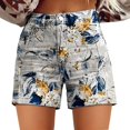 thumbnail image 2 of Women's Shorts Womens Casual High Waist Denim Shorts Relaxed Fit Artretro Printed Floral Shorts With Pockets,Gray Women's Shorts L, 2 of 4