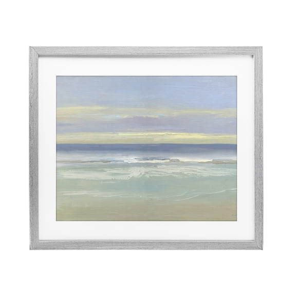 Stupell Industries Transitional Tranquil Coastal Morning Waves Gray Framed Print Under Glass, 21 x 17, by Sally Swatland