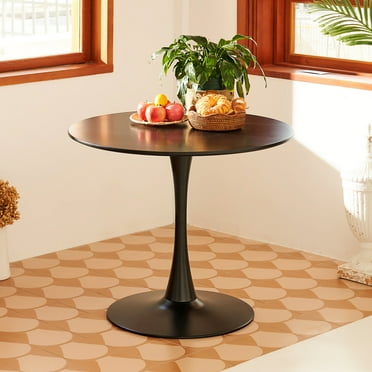 Bestco 36 Inch Round Dining Table with MDF Top and Steel Base, Small Pedestal Table for Dining Room Kitchen Living Room More, Modern Bistro Table Kitchen Table