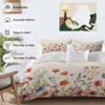 thumbnail image 4 of Pink Orange Teal Spring Floral Duvet Cover Set,Watercolor Botanical Summer Flowers Soft Duvet Cover Twin Size Bedding Set 4Pcs,1 Quiltcover and 2 Pillowcases with Zipper,1 Bed Sheet for All Seasons, 4 of 9