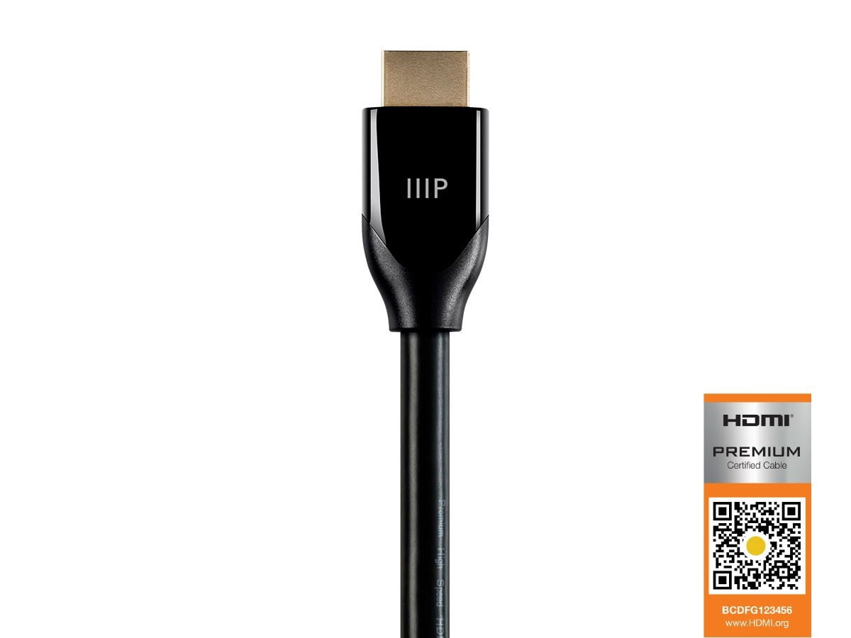 Monoprice HDMI Cable - 30 Feet - Black | Certified Premium, High Speed, 4k@60Hz, HDR, 18Gbps, 24AWG, YUV 4:4:4, Compatible with UHD TV and More