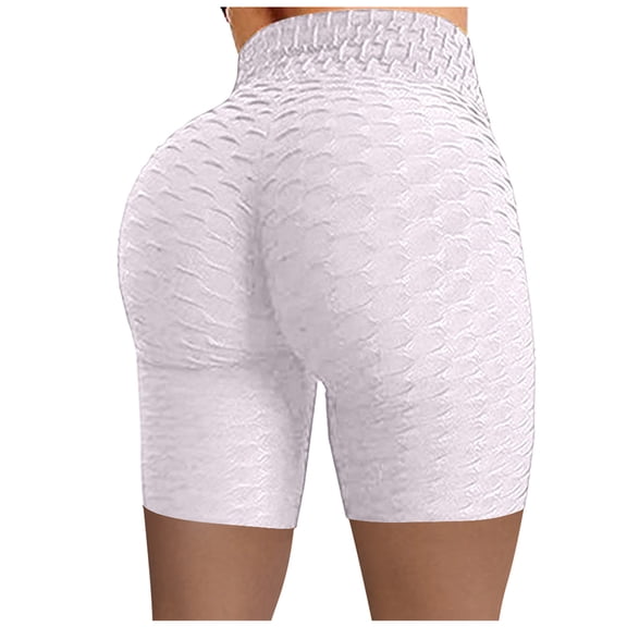 Women's Biker Shorts, Wrinkled High Waist Hip Stretch Running Fitness Yoga Pants Biker Shorts