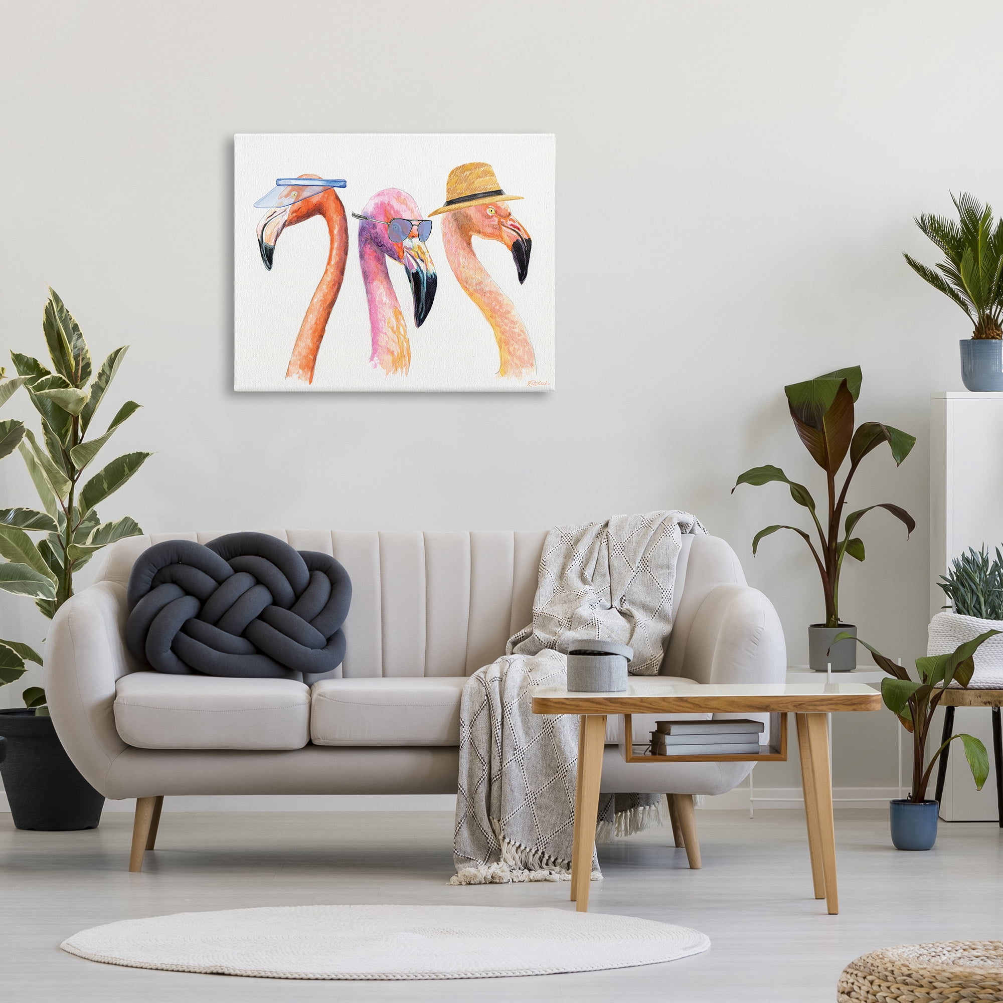 Stupell Industries Summer Flamingo Fashion Animals & Insects Painting Gallery Wrapped Canvas Art Print Wall Art, 40 x 30