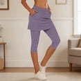 thumbnail image 5 of TGPMGRZ Skirted Leggings for Women Stretchy Breathable Workout Cropped Yoga Pants and Skirts with Pockets Purple Size L, 5 of 8