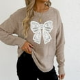 thumbnail image 5 of gbyLJF Women's Long Sleeve Knitted Sweater Casual Loose Bow-tie Crewneck Sweater Fall Winter Solid Color Pullover Top, 5 of 7