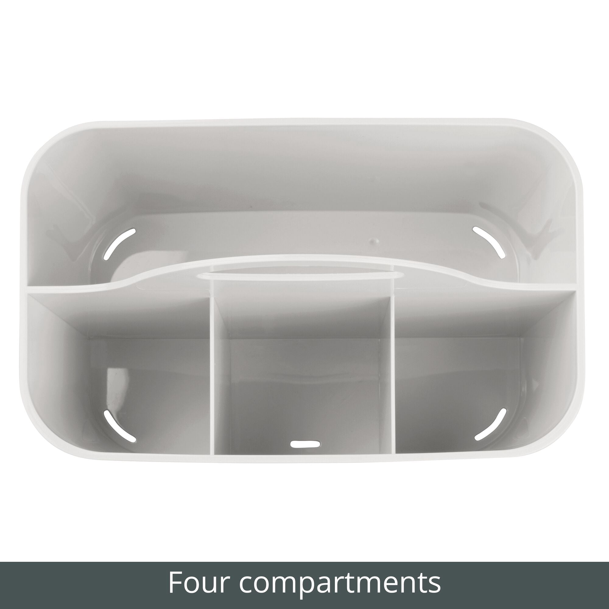 mDesign Small Plastic Caddy Tote for Desktop Office Supplies, 2 Pack, Light Gray